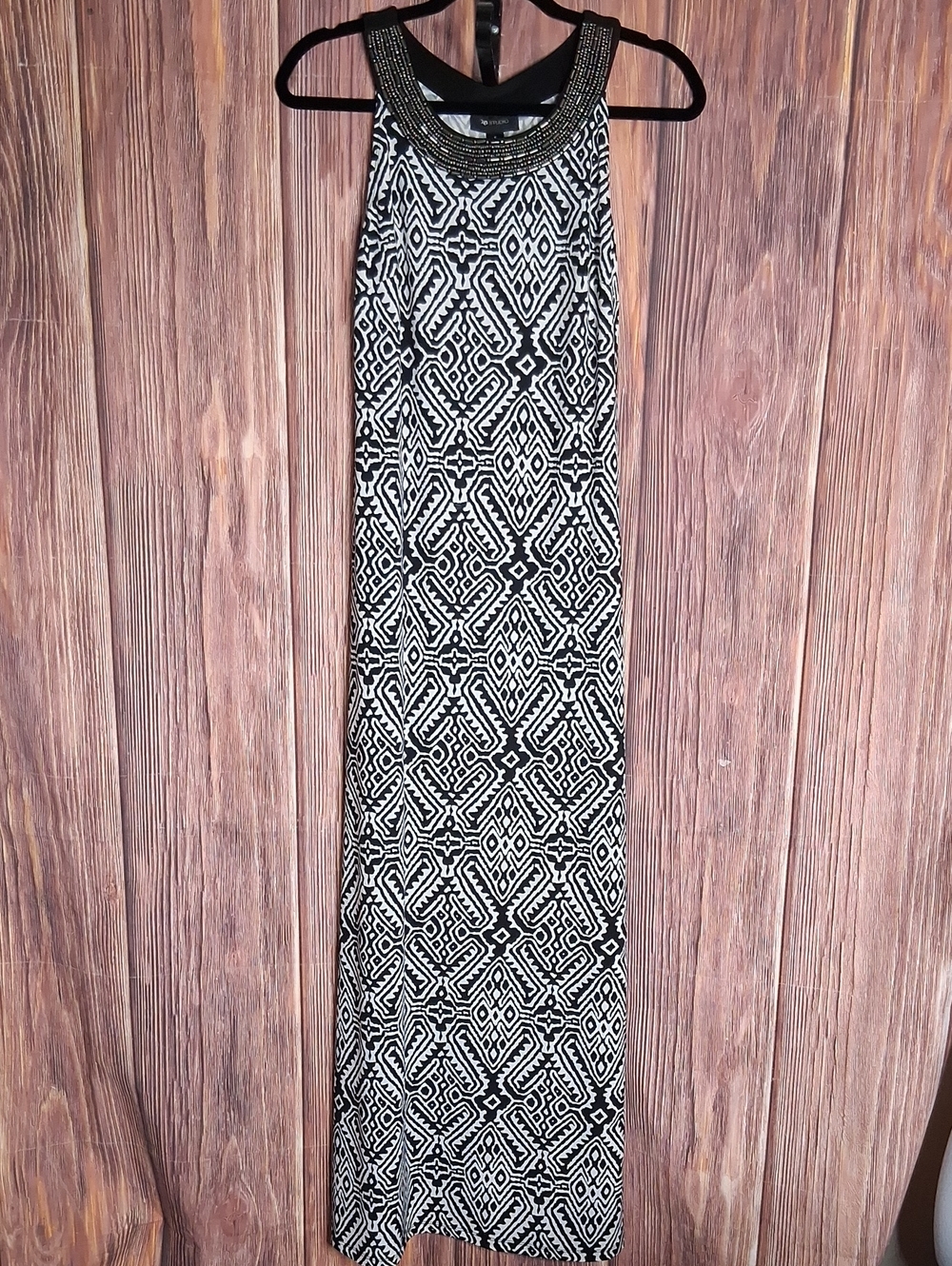 AB Studio Black and White Geometric-Pattern Maxi Skirt Size Small